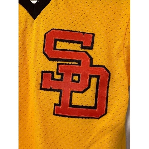 VTG San Diego Padres Batting Jersey Shirt M Gold Yellow Roman Sport Mesh USA - Picture 4 of 6